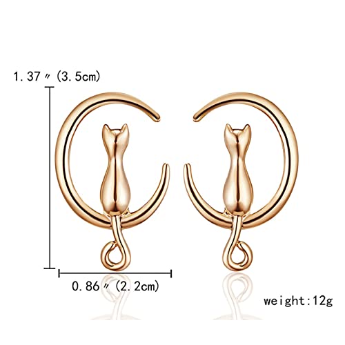 Boucles d'oreilles chat lune or légères anti-irritation - 5