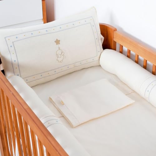 Enxoval De Bebê Luxo Em Linho Luar Azul Berço Efantinho Menina Menino Unisex Decoração de Quartinho
