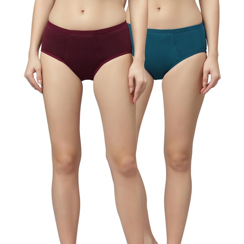 Image of GLAMORAS Cotton Reusable Period Panty for Women | No Stain, Leak Proof, Comfortable Period Panties | No Pads Period Underwear Suitable for Medium to Heavy Flow - (Pack of 2)