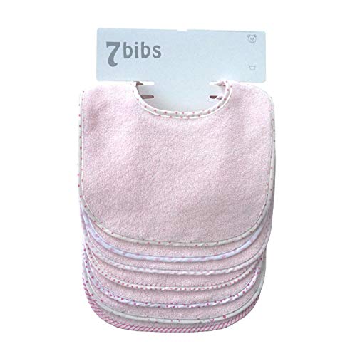 Bebé Niños Niñas Doble Capa Algodón Bandana Drool Suave Absorbente baberos (7 piezas) (pink-waterproof)