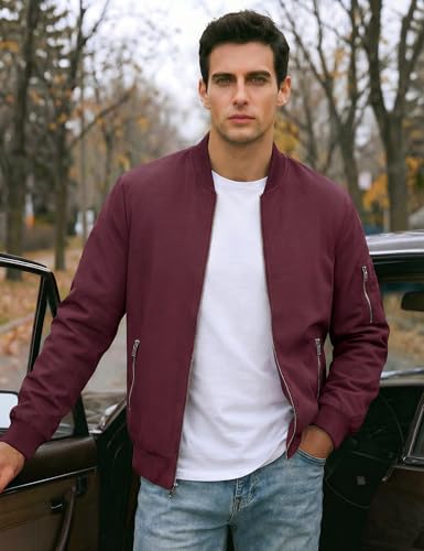 Image of TACVASEN Men's Lightweight Jacket Casual Spring Fall Windbreaker Bomber Zip Up Coat with Pocket