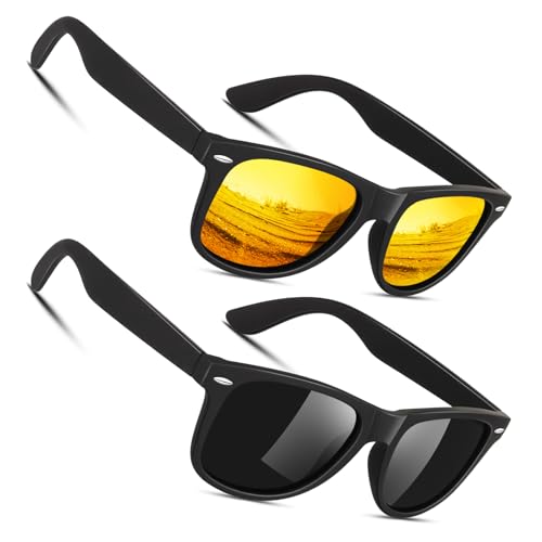 Image of Sunier Polarized Sunglasses for Men and Women, Retro Square Matte Finish UV400 Protection Shades for Driving, Fishing