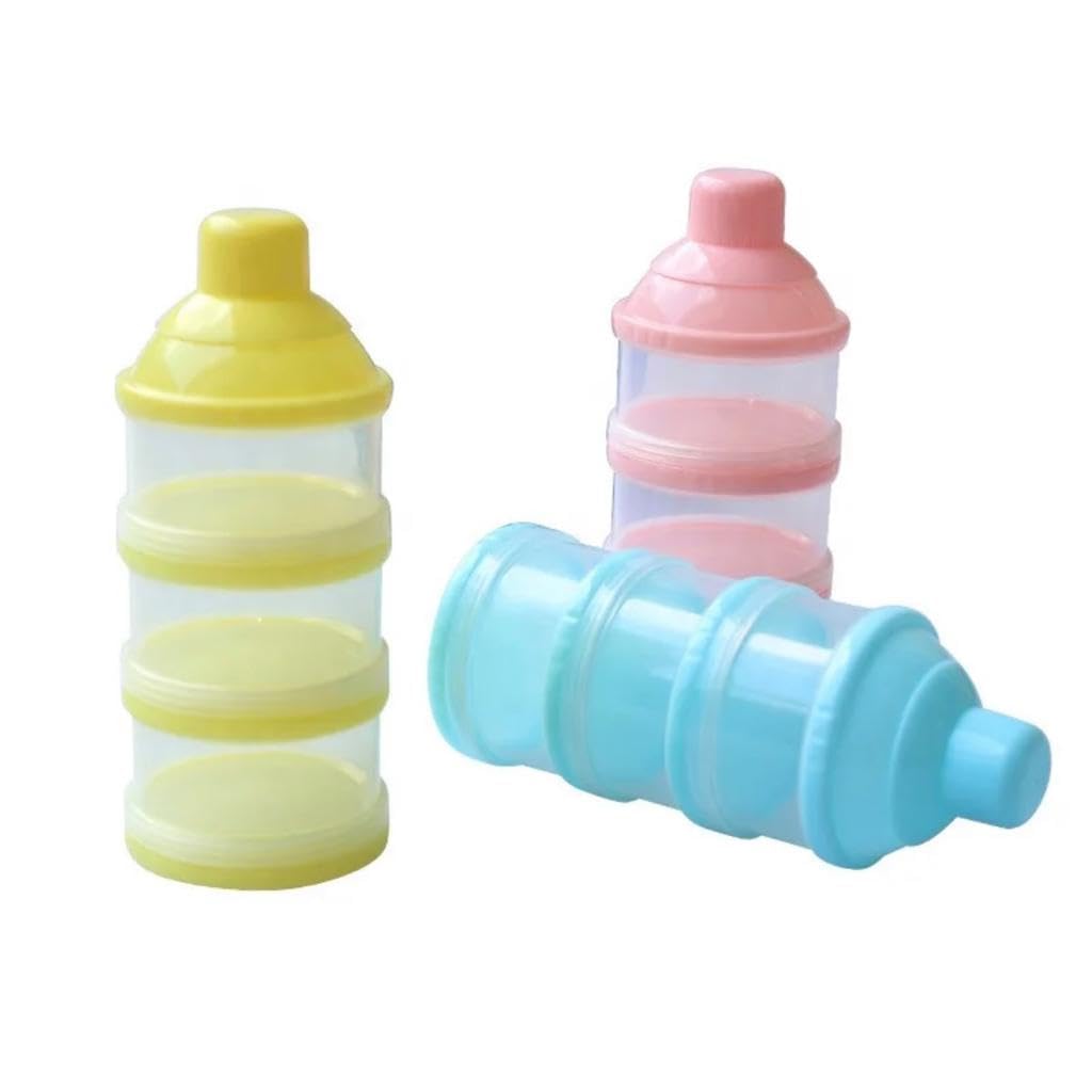 Niralasa Plastic 3 Layers Cute Bear Portable Baby Food & Milk Powder Storage Box Bottle Bowl Container Tiffin Box Spill Proof for New Born Babies Todler Kids Travelling, BPA Free, Multicolor-image-45