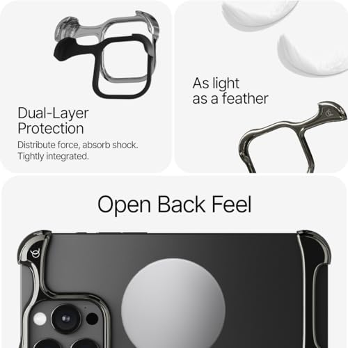 Image of Arc Pulse Compatible with iPhone 16 Pro Max Phone Case (2024), Minimalist Protective Shock Absorption Aerospace Grade Aluminum Shells + Elastomer Inlays Easy Fit 6.9 inch (Aluminum Polished Graphite)