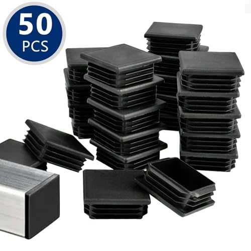 Image of 2 Inch Square Tubing End Caps, 50 Pcs Plastic Tubing Plug Insert Square Tube End Caps Fence Post Pipe Cover for Chair Glide Finishing Plugs