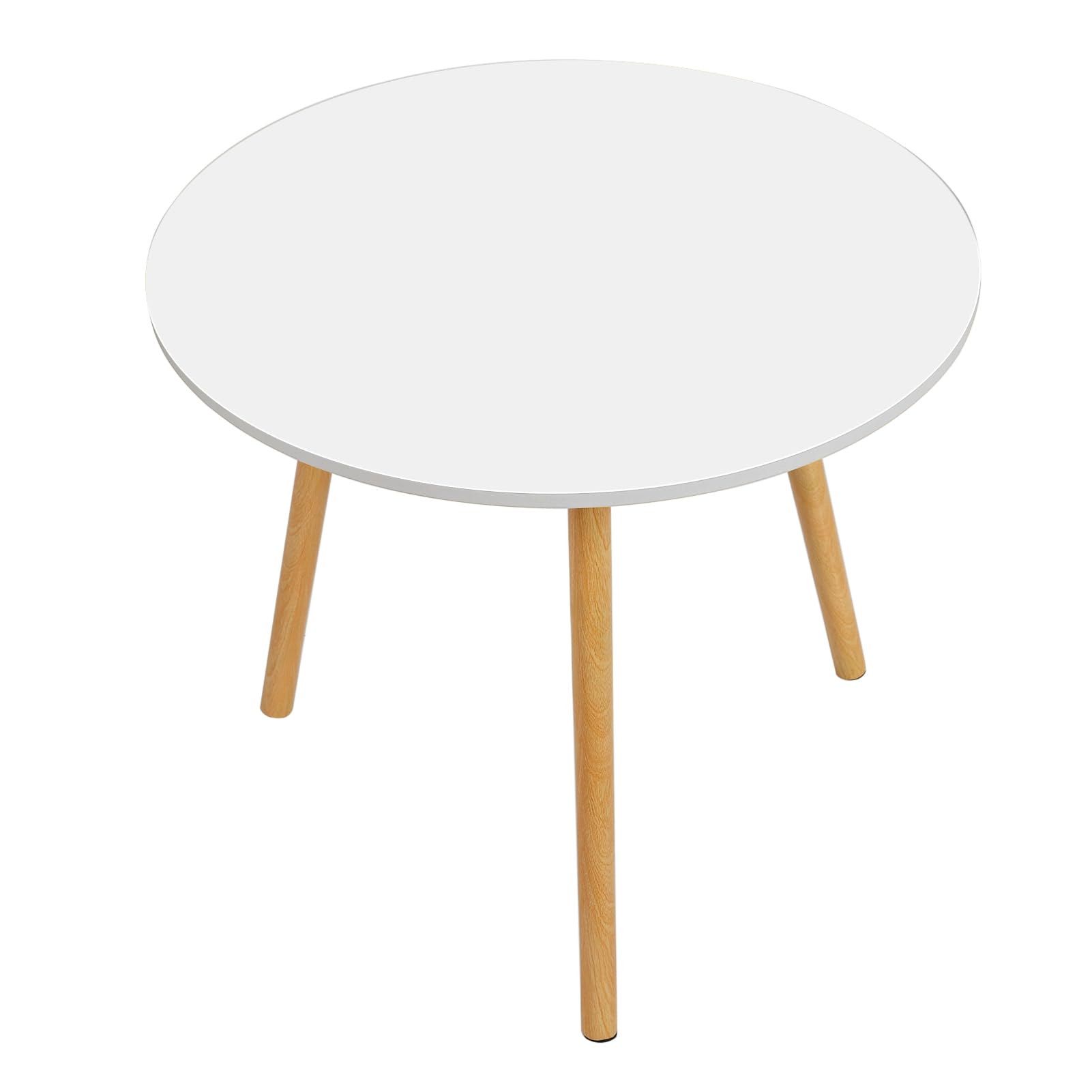20 Inch High Round Coffee Table - Side Table for Living Room Small Dining Table With Wood Legs