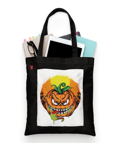 Image of ZORI Black Tote Bag With Pocket Printed Designed Canvas Tote Bags For Women large capacity,Tote bag For Shopping, College, Travel, More Canvas Handbag For Unisex Bag