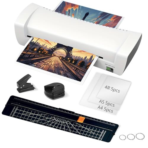 9 Inch Laminator Machine for Documents and Photos, 6 in1 A4 Thermal Laminator Machine with Never Jam Technology, 15 Laminating Sheets, 5 Mil Thick, Use for Home Office School