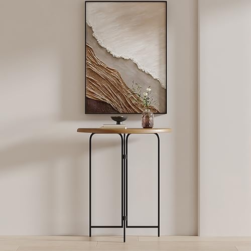 Mesa consola de madera maciza y hierro para sofá de sala de estar o entrada de casa 5