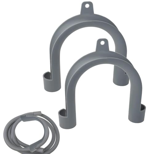 洗濯機排水ホースホルダー - フレキシブルスロット付き排水ホースフック2個 | U字型排水ホースガイド | 排水ホースフック 洗濯室/洗面所用