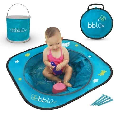 bblüv - Arenä - Pop Up Beach Pool for Infant at The Beach with Easy Clean Waterproof Material, Easy Fold Up for Travel + Collapsible Water Bucket Included Cover