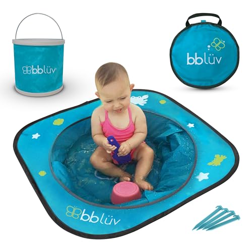 bblüv - Arenä - Pop Up Beach Pool for Infant at The Beach with Easy Clean Waterproof Material, Easy Fold Up for Travel + Collapsible Water Bucket Included