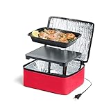 HOTLOGIC Mini Heated Lunch Box - Portable Electric Food Warmer for Men and Women - Great for Work, Office, and Construction - Cook, Reheat, and Eat on the Go - 120V - Red