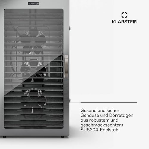 Klarstein Dörrgerät, Dörrautomat für Gemüse, Obst, Pilze & Fleisch, 2000W Edelstahl-Dörrautomat, Trockenautomat mit 20 Metallgitter, Dörrgerät mit 24H Timer & Touch-Display, Food Dehydrator – Bild 5