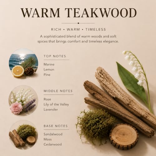 Image of Airkeep Reed Diffuser Set,3.38 fl oz (100 ml) - Warm Teakwood Oil Diffusers with 8 Reed Sticks, Home Fragrance Reed Diffuser for Bathroom Shelf Decor