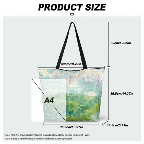 Image of Art Lover Zippered Tote Bag Waterproof Large Work Tote Bags, Artwork Women's Purse Handbags Travel Totes