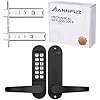 Mechanical Keypad Keyless Entry Door Handle Lock,Push Button Code Door Lever,Single-Side Combination & Interior Non-Locking,Exterior Auto-Lock,No Electronic,for Front Gate,Matte Black