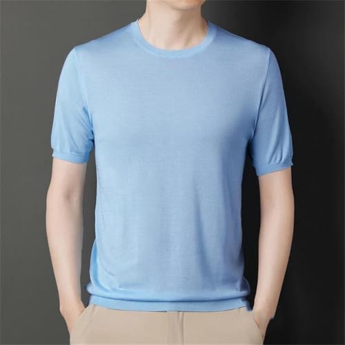 T-shirt tricot en soie glacée pour homme : l'élégance d'un haut d'été haut de gamme noir
