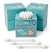 300pcs CGR Baby Safety Cotton Swabs with Large Tips for Newborn, Babies, Kids, Children, 100% Organic Cotton, White Paper Sticks, 5 Pack of 60 Swabs Total(5 Paper Boxes)