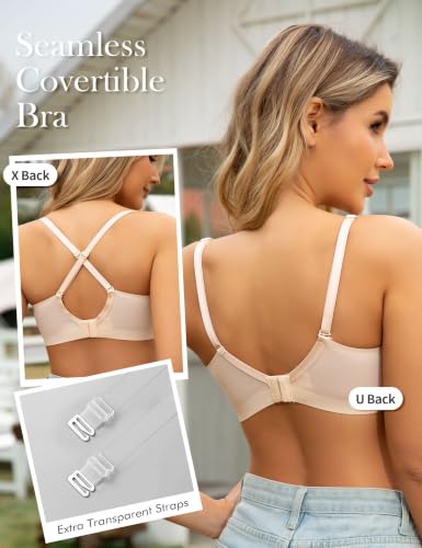Image of Wireless Push Up Balconette Bras for Women Add 1 Cup Seamless Bra