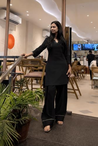 Image of Women's Rayon Farshi Salwar Suit with Palazzo Set 3 /4 Sleeves Plain Kurti for Women and Girls