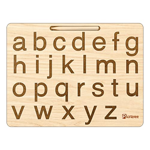 Picrazee Educational Wooden Tracing Board for Kids | Handwriting and Learning Slates for Children | Set of 24 (Capital & Small Alphabets)