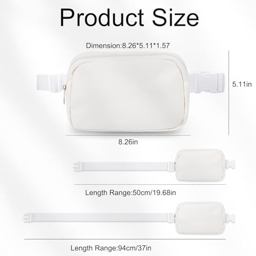 Image of VOROLO Fanny Pack For Women And Men Crossbody Bag Belt Bag PU White
