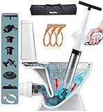 HimaPro High Pressure Toilet Plunger Air Drain Blaster Kit White Handle- Unclog Toilets, Kitchen Sinks, Shower Drains, and Pipes with Ease - Bonus Drain Snake Included