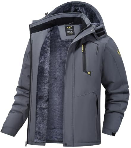 Image of QPNGRP Mens Waterproof Fleece Ski Jacket Windproof Winter Snow Coat