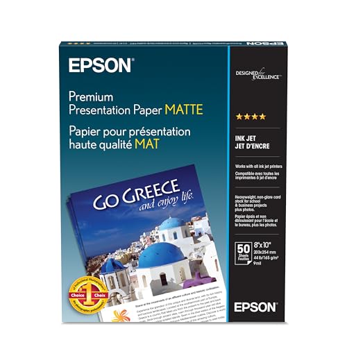 Epson Premium Presentation Paper MATTE (8x10 Inches, 50 Sheets) (S041467),Bright White - image 1