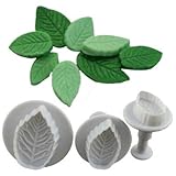 3 PC Leaf Punch-Out Impression Cutter Set (Fondant/Gumpaste Plungers) from Bakell