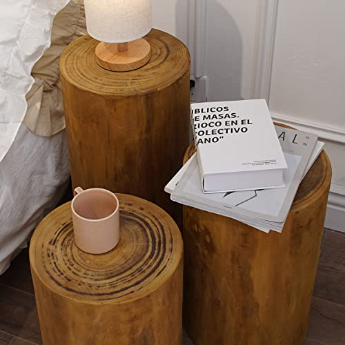 Athaliah Wooden Side Table Stool,Wooden Garden Stool Plant Stand For Indoor Outdoor Wooden Tree Stump Table Round Tree Stump Stool Accent Side Table For Balcony Family And Office 15.75" Tall #TOP7