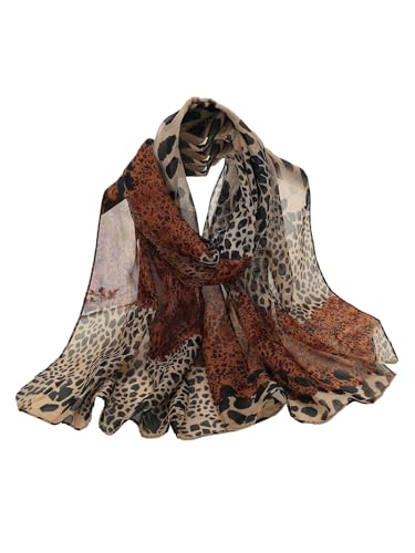 Floerns Women's Leopard Shawls and Wraps Lightweight Cheetah Hijab Beach Sunscreen Head Scarf