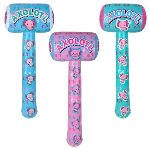 HAPPY DEALS ~ Axolotl Inflatable Mallets | 3 Pack | 37 Inch | Inflate Decorations and Toys