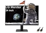 LG 24 inch FHD (1920x1080) Monitor, 100Hz, 5ms, LED Display with sRGB 99% Color Gamut, IPS 3-Side Borderless Display, AMD FreeSync (HDMI), Black, with 5ave HDMI Cable