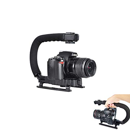 Image of Flash Stand U-Type DV Video Shooting Portable Handheld,C-Shaped Stand Camera Bracket Holder Stabilizer Handle Grip with Accessory Shoe Mount for Camera Camcorder DSLR DV Video-Black
