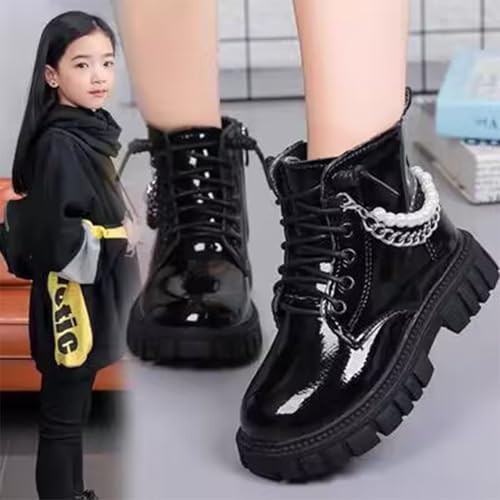IWIHMIV Girls' Boots Girls Riding Boots Short Boots Riding Boots Leather Boots Girls Ankle Boots Kid Boots Kids Lace Up Zip Boots2