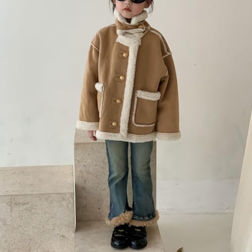 Kids Girls Coat Winter Windproof Thicken Coat Jacket Child Warm Button Outerwear Warm Outerwear Fleece (A, 3-4 Years)3