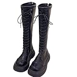 Bottes hautes pour femme - Bottines d'hiver pour femme avec talon - Bottes d'hiver pour femme - Bottes d'hiver pour femme - Bottes doublées pour femme avec talon - Bottines avec talon - Bottes à lacets pour femme - Bottes de neige pour femme - Bottes à plateau marron - Bottes à plateforme pour femme - Bottes Chelsea - Bottines pour femme - Bottines beiges pour femme