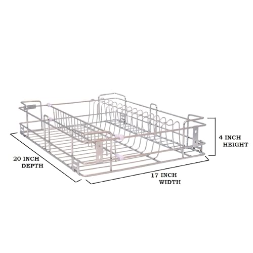Image of BLOO BASKET 202modular kitchen accessories cabinet, 6-Piece Utensil Organizer,Stainless Steel, Silver (17 Inch Width * 20 Inch Depth, WITH CHANNEL)