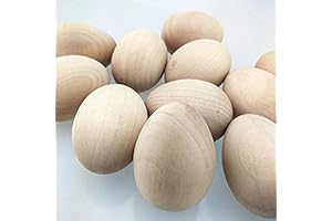 12-Pack 2.5" x 1-7/8" Unfinished Unpainted Wooden Eggs for Easter DIY Crafts