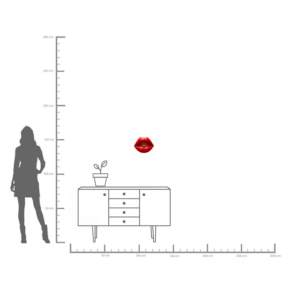 Kare Design Lips - Objet mural moderne - Rouge - Objet décoratif - Motif lèvres - Décoration de chambre - Accessoire pour salon, couloir, bureau à domicile - Chambre à coucher - 30 x 23 x 8 cm (H x l