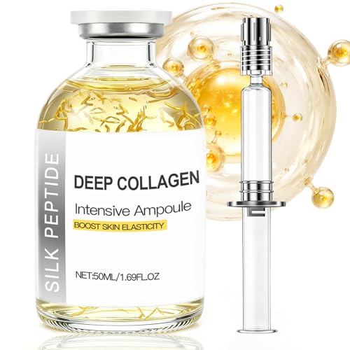 Deep Collagen Serum Silk Peptide Ampoule Copper Peptides Intensive Hydrating Skin Care Facial Serum for Boost Skin Elasticity Anti-Aging Instant Face Lift for All Skin Types1.69Fl Oz / 50ML)