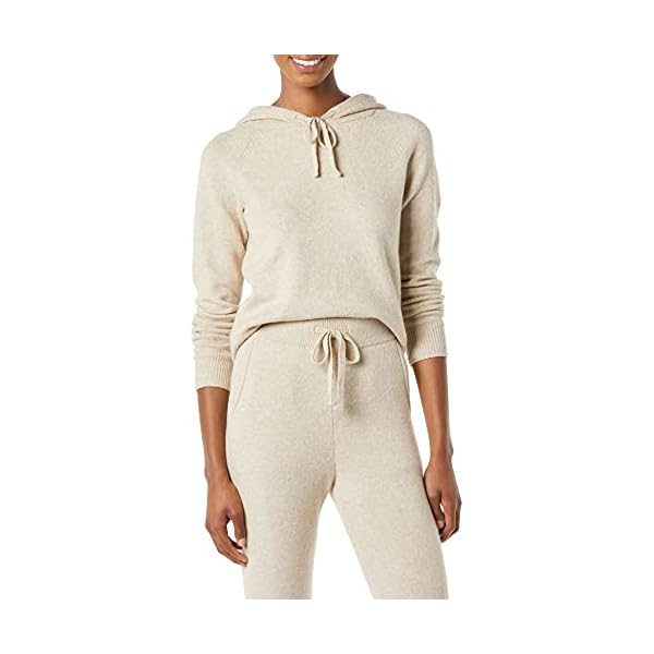 Amazon Essentials Women's Soft Touch Hooded Pullover Sweater, Beige, Large