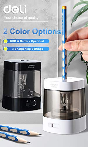 Deli Electric Pencil Sharpener, Usb & Battery Operated, Sharpens Fast, 3 Adjustable Sharpening Modes, Portable And Safety Design For School Classroom Office Home Use #TOP1