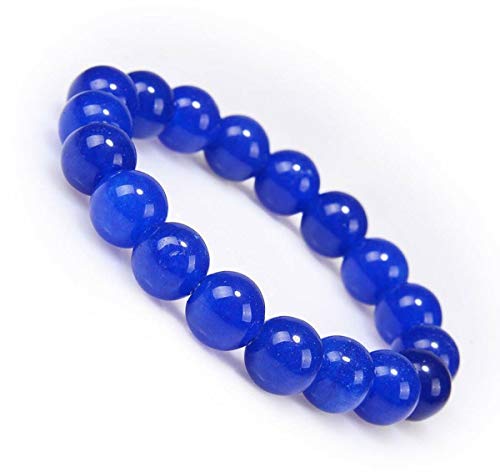 AD Beads Natural Gemstone Round Beads Stretch Bracelet Healing Reiki 10mm (Blue Jade)