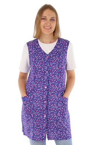 Tablier 7/8 en coton multicolore, court sans manches, Tablier de cuisine, lilas, 44