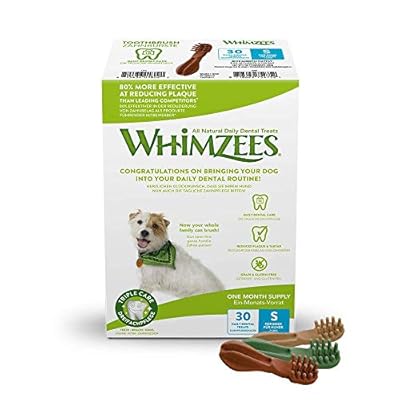 WHIMZEES Natural Dental Dog Chews Long lasting, Small Toothbrush, 30 Pieces- Amazon Exclusive