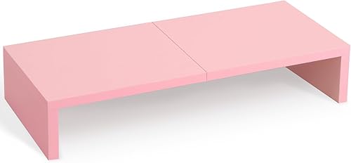 TEAMIX Elevador de monitor rosa de 20 litros, soporte de monitor de madera para escritorio, resistente, TV, pantalla, PC, impresora, portátil,
