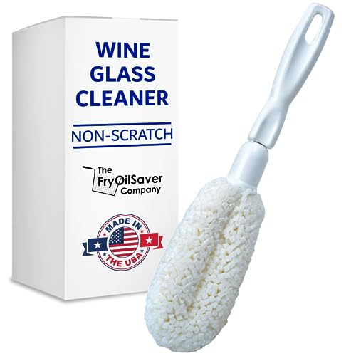 FryOilSaver Co, B61C Flute and Stemware Wine Glass Cleaning Brush, Non Scratch Foam Bristle Brush for Cleaning Crystal Glasses